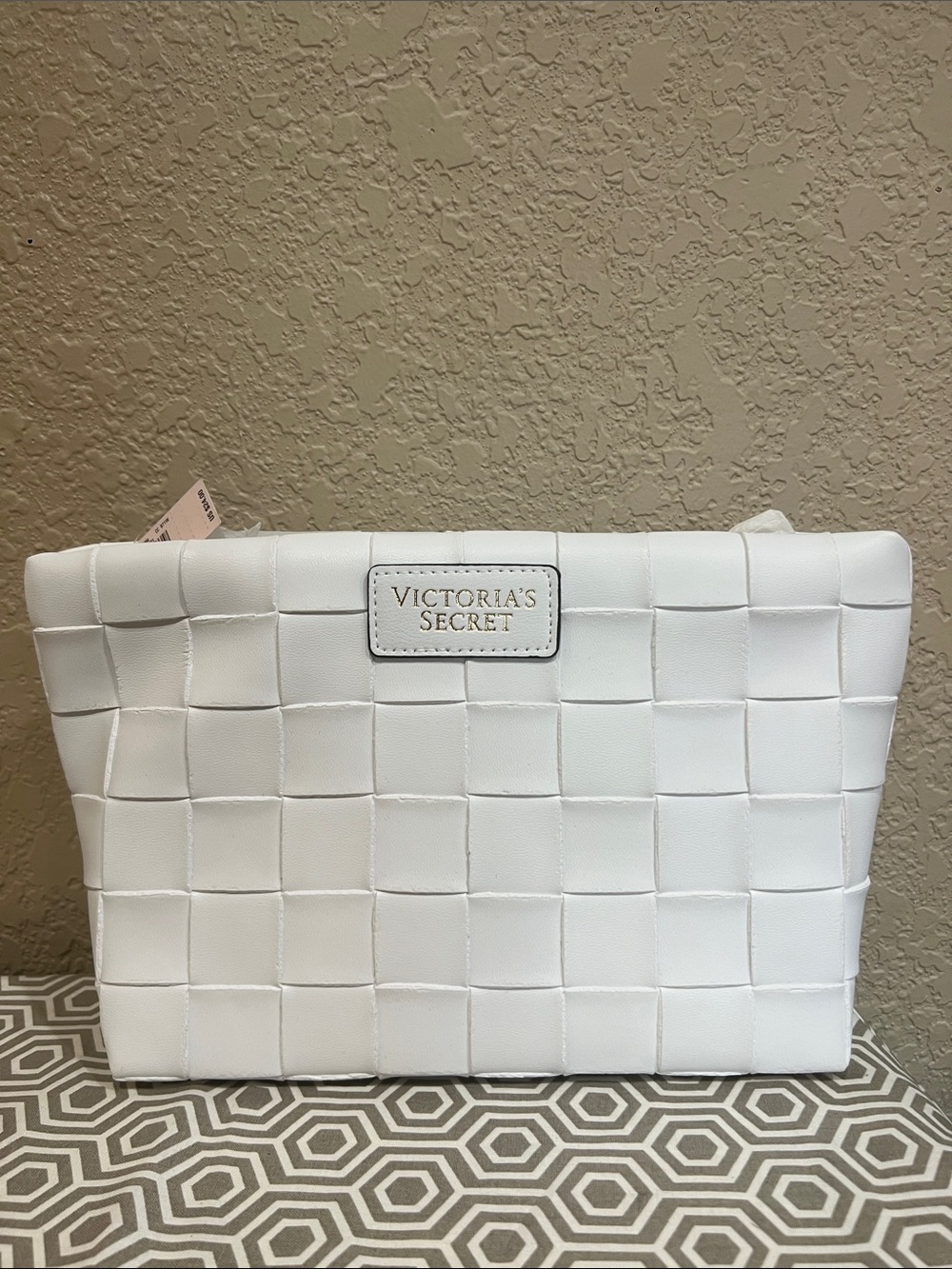 Victoria's Secret White Woven Cosmetic Pouch